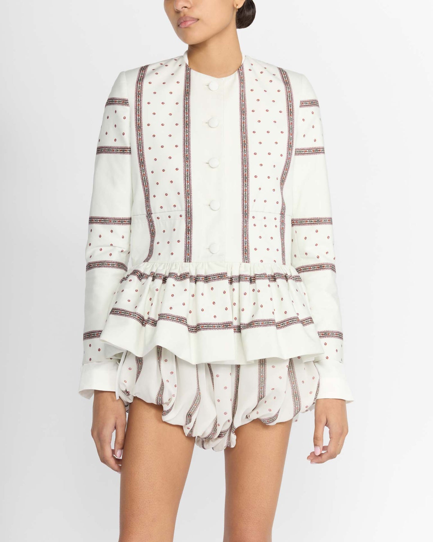 STRIPE PRINT PEPLUM JACKET