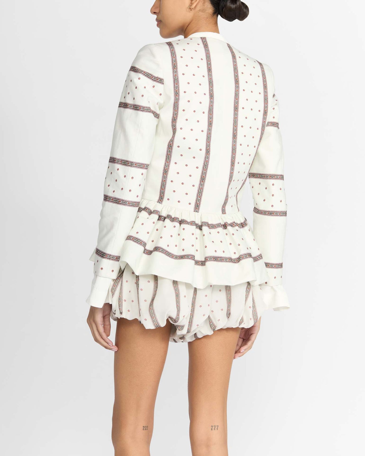 STRIPE PRINT PEPLUM JACKET