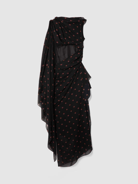 LYRA DRAPED SILK DRESS