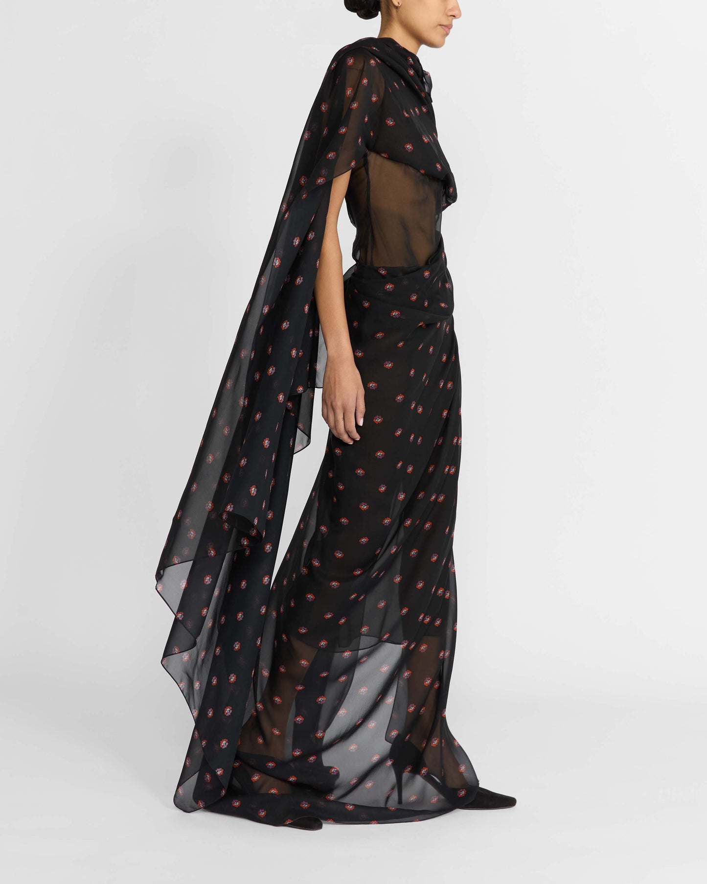 LYRA DRAPED SILK DRESS