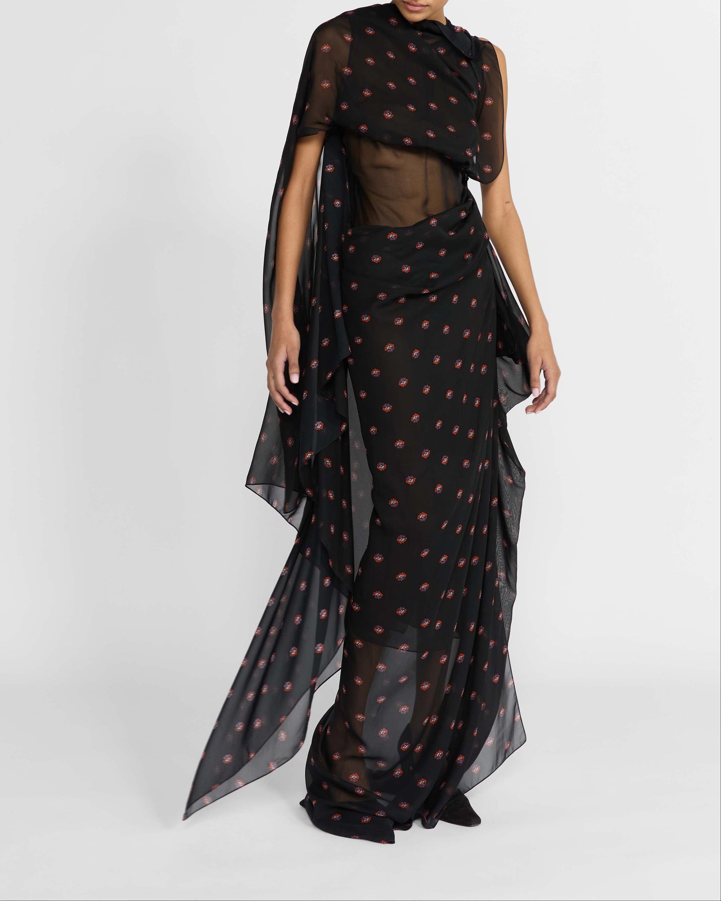 LYRA DRAPED SILK DRESS