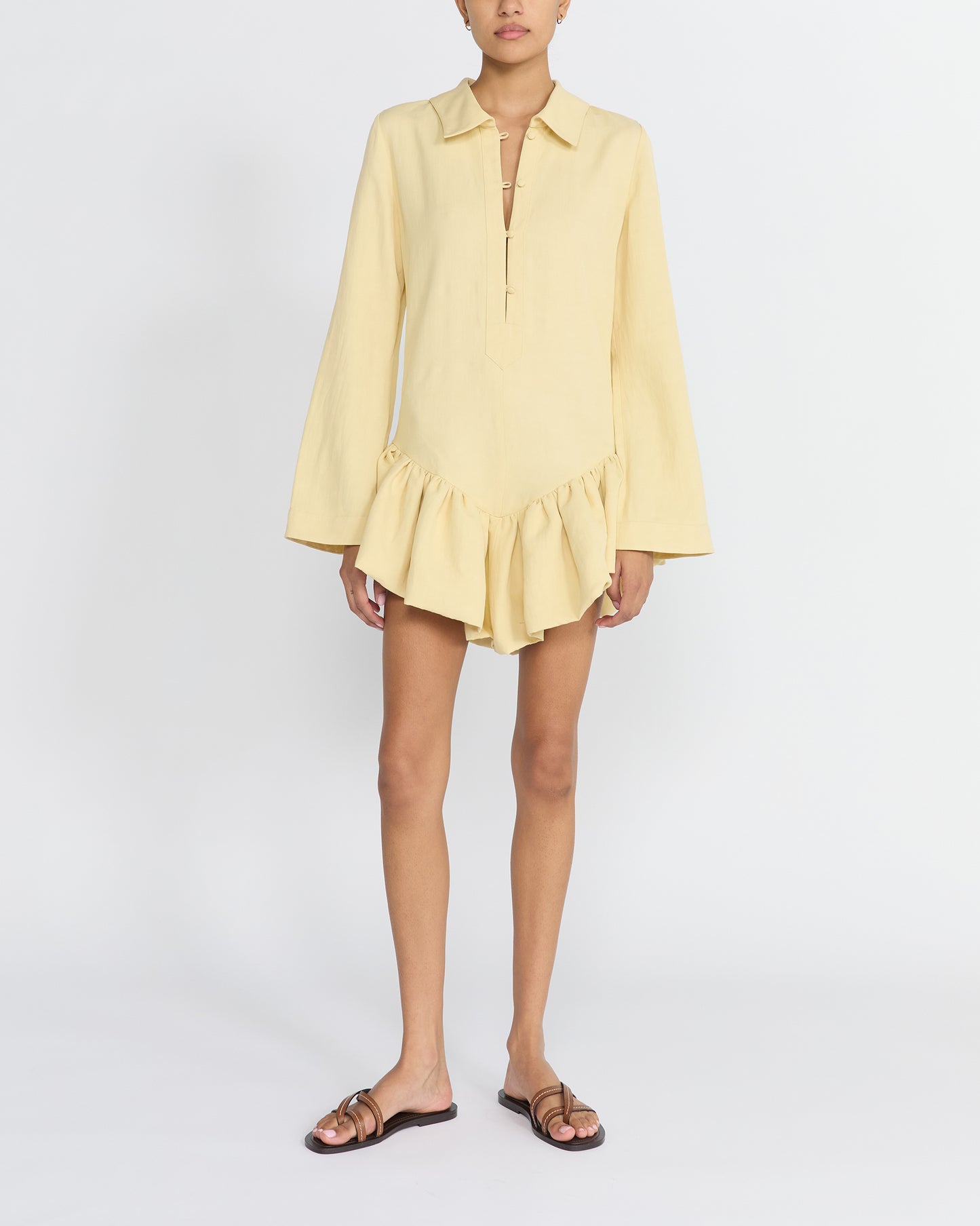 PEPLUM POLO YELLOW DRESS