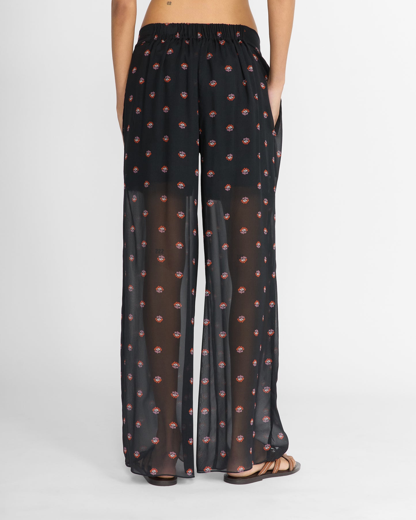 FLORAL PRINT SILK PALAZZO TROUSERS