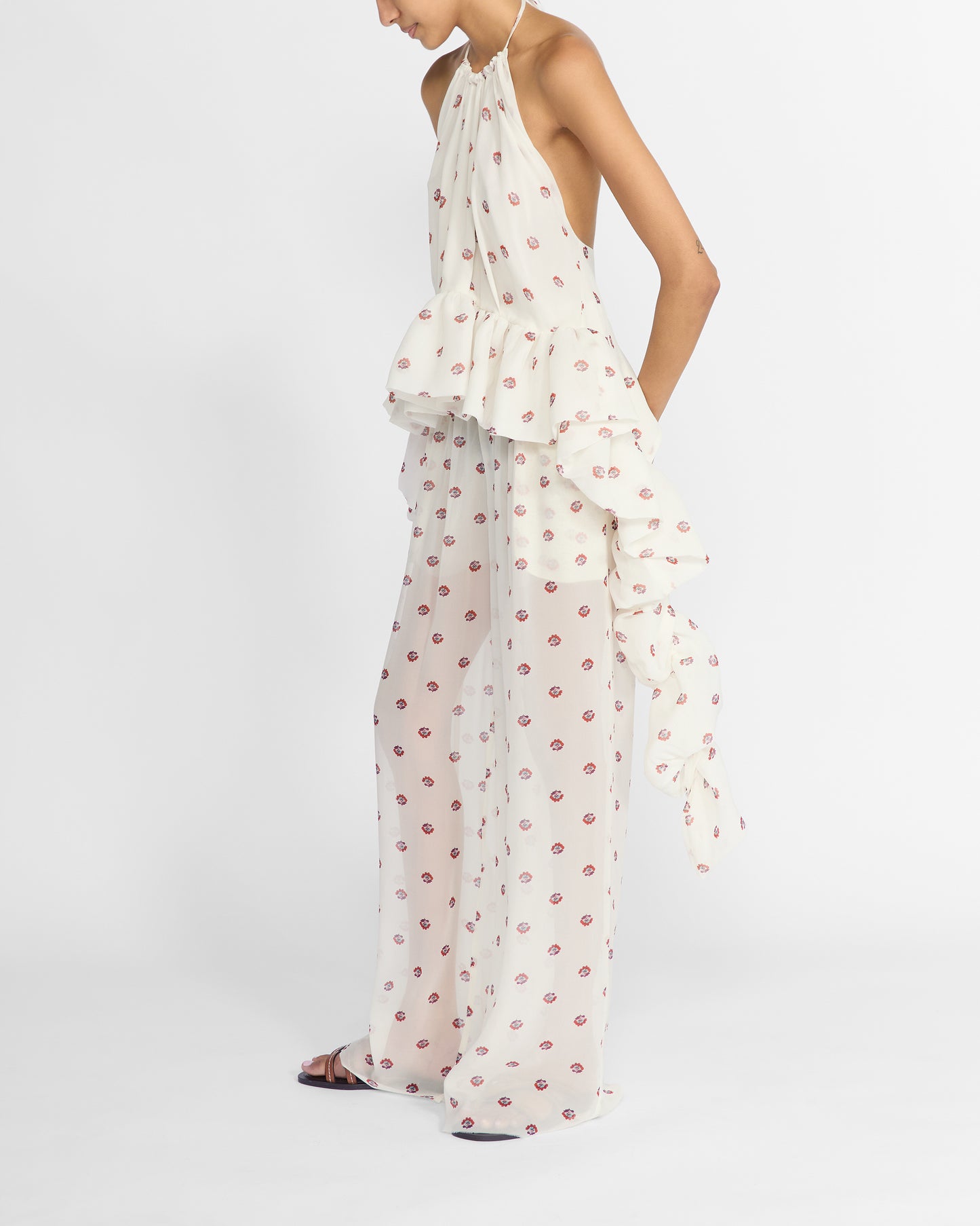 TAMARA PEPLUM TOP SILK PRINT