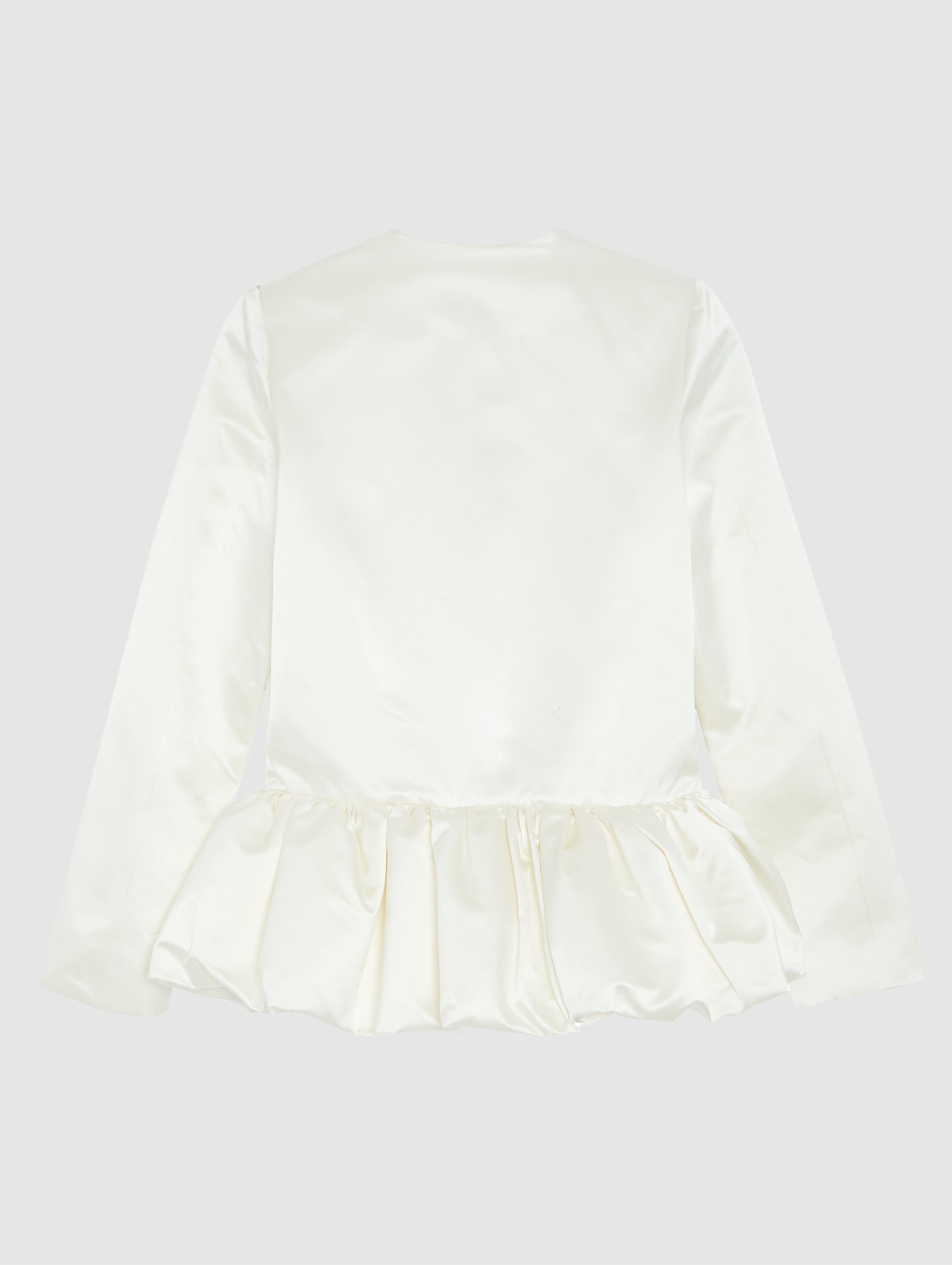 Peplum Noble Jacket in White Duchess Silk | Liberowe – LIBEROWE