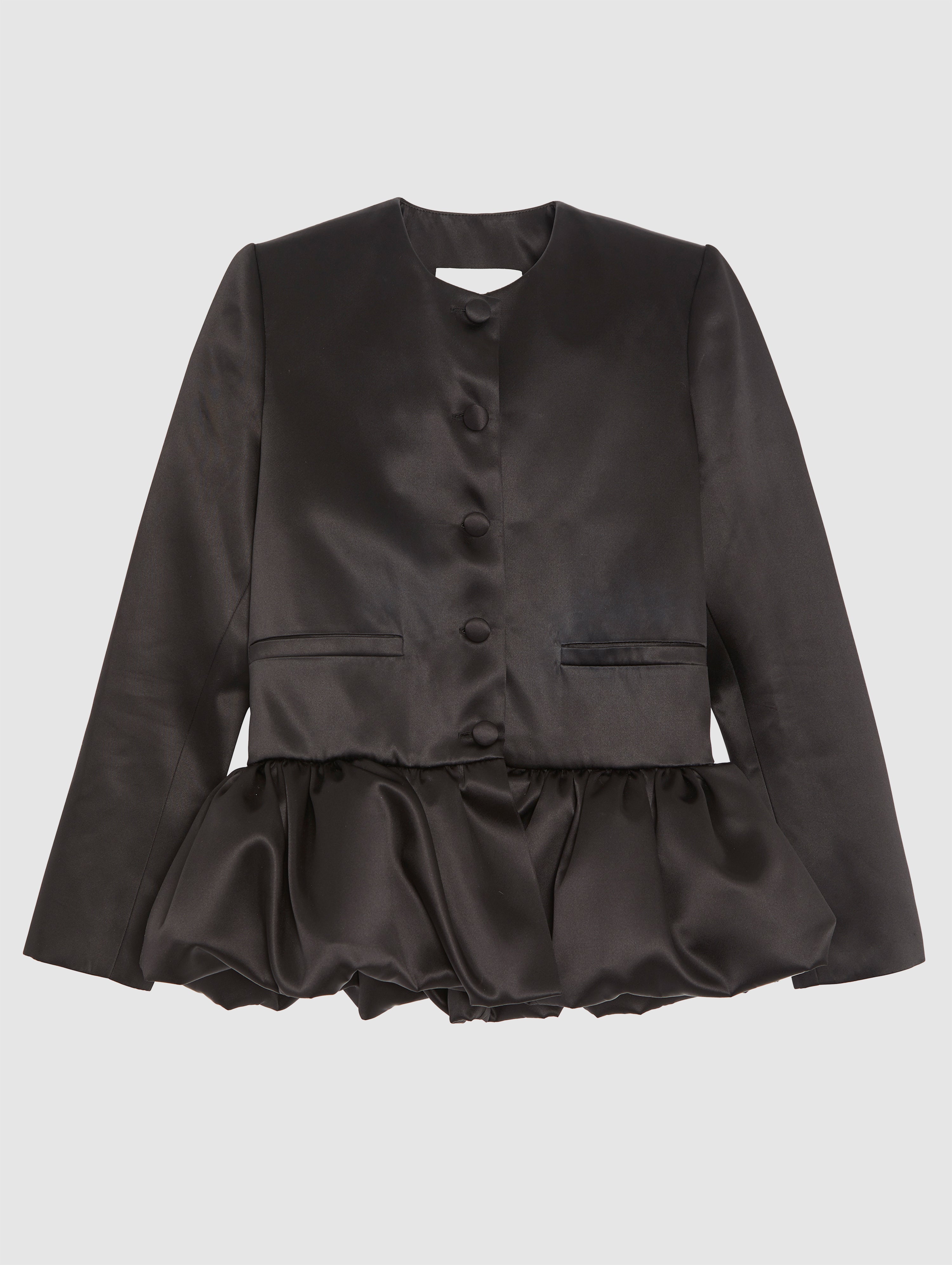 Peplum Noble Cropped Jacket in Black Silk | Liberowe – LIBEROWE