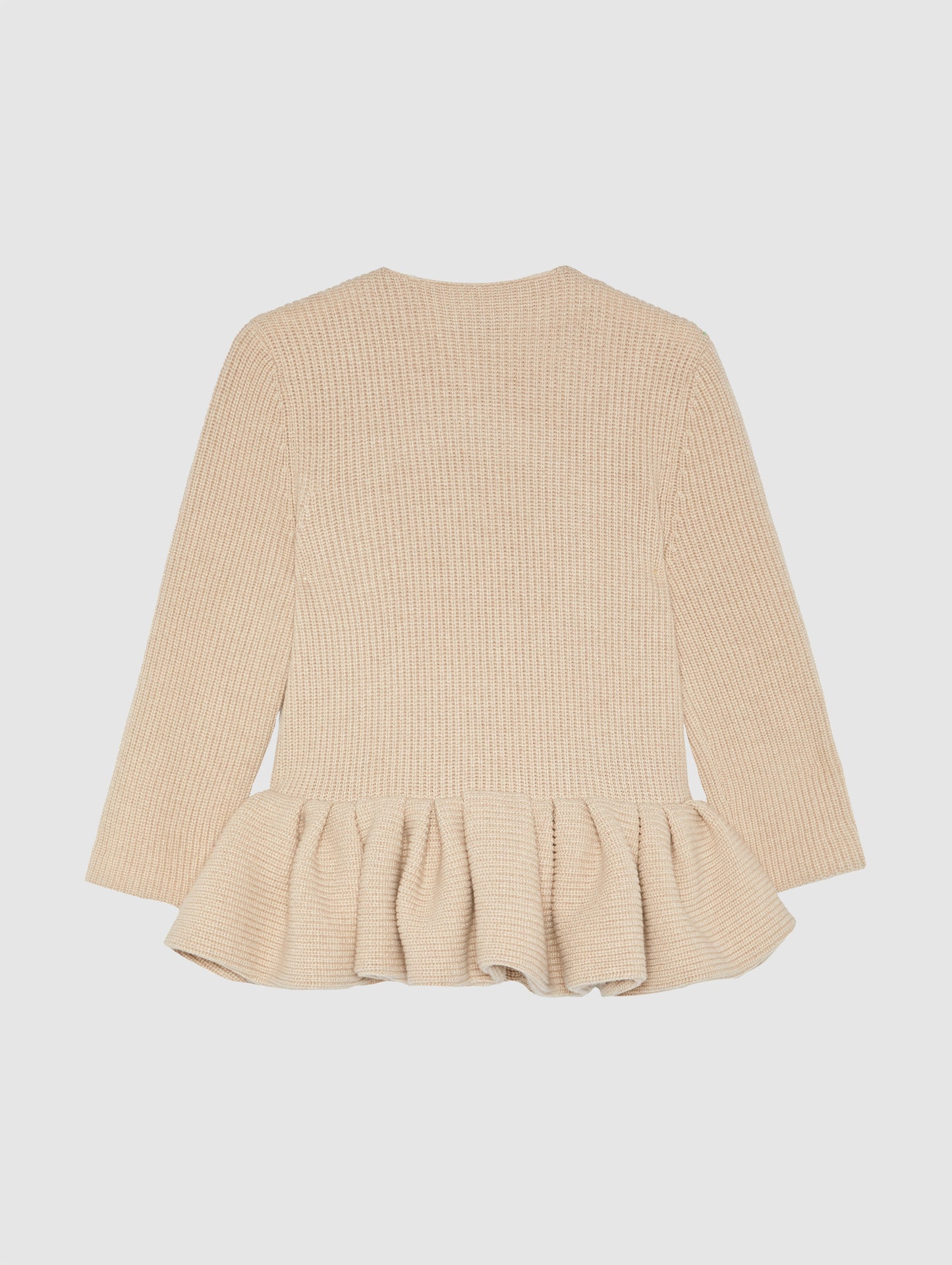 BEIGE PEPLUM CASHMERE CARDIGAN