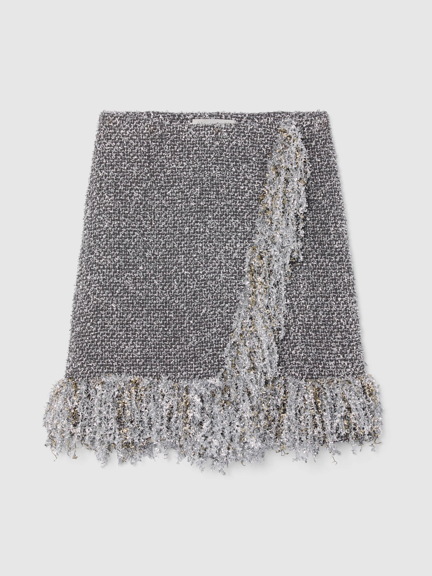 PRE-ORDER/ SILVER METALLIC FRINGE SKIRT