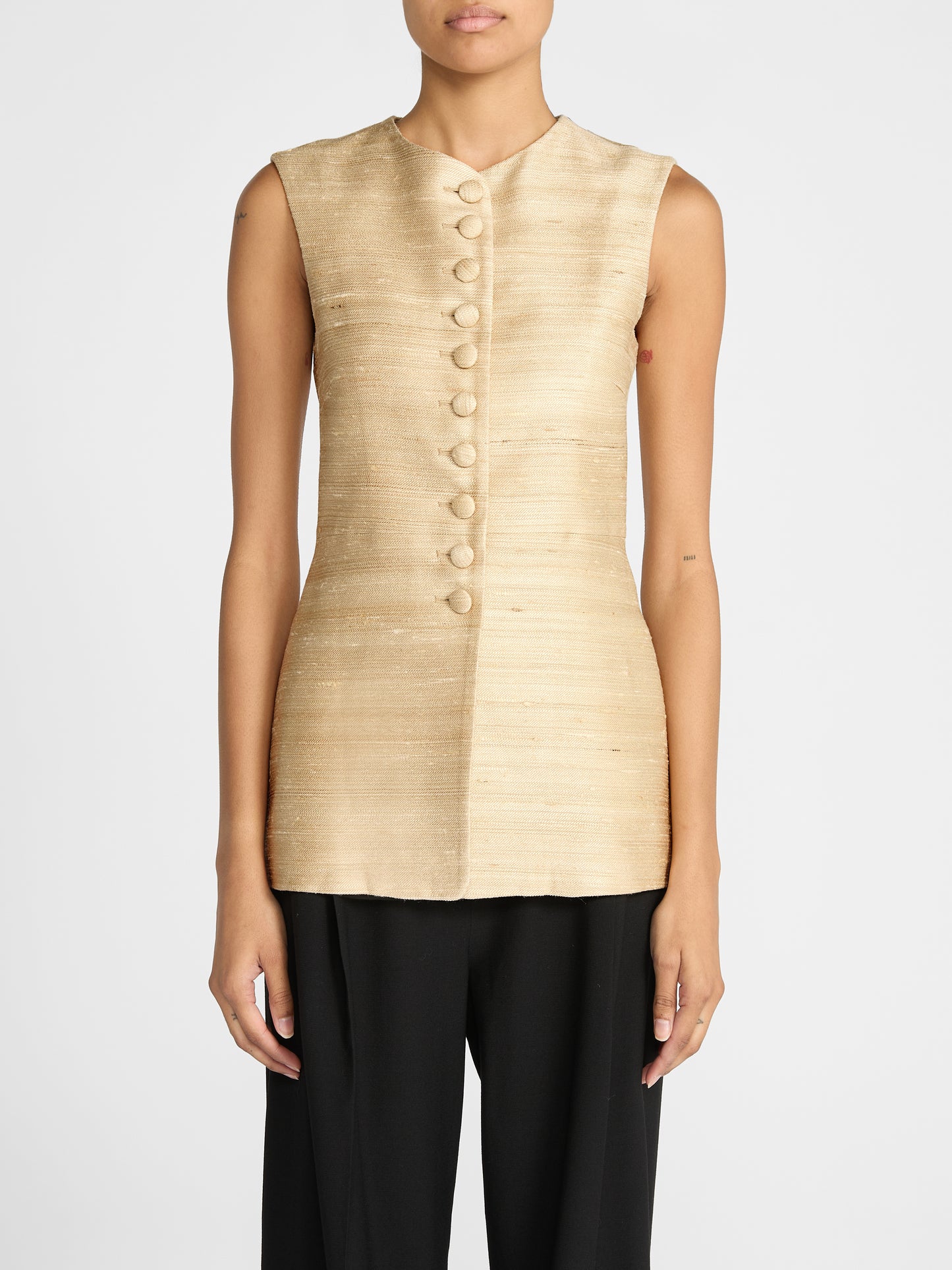 VANIA VEST IN GOLD SILK