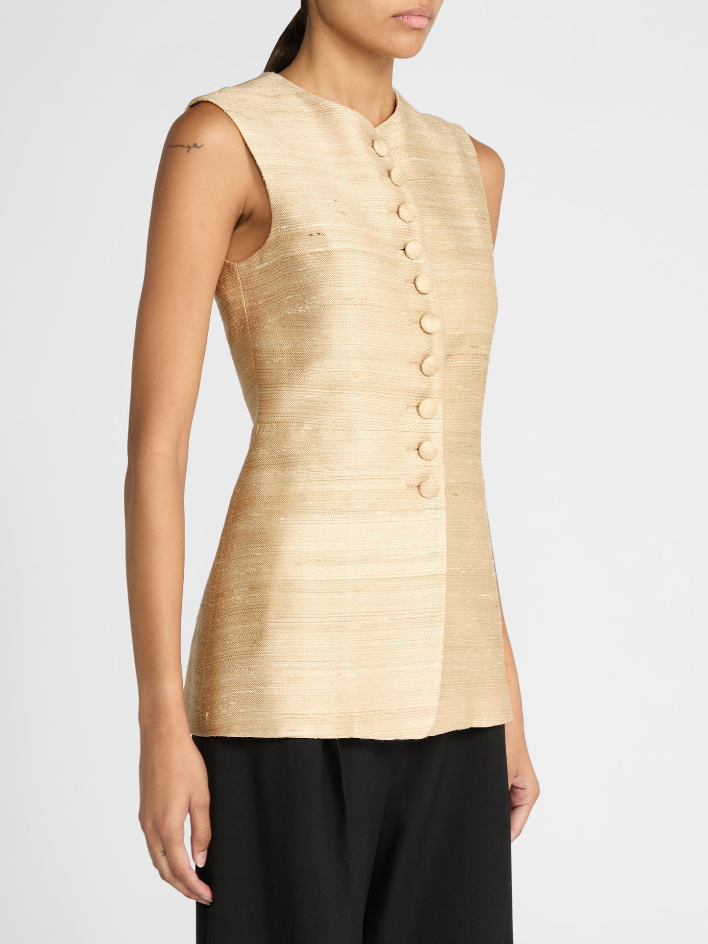 VANIA VEST IN GOLD SILK