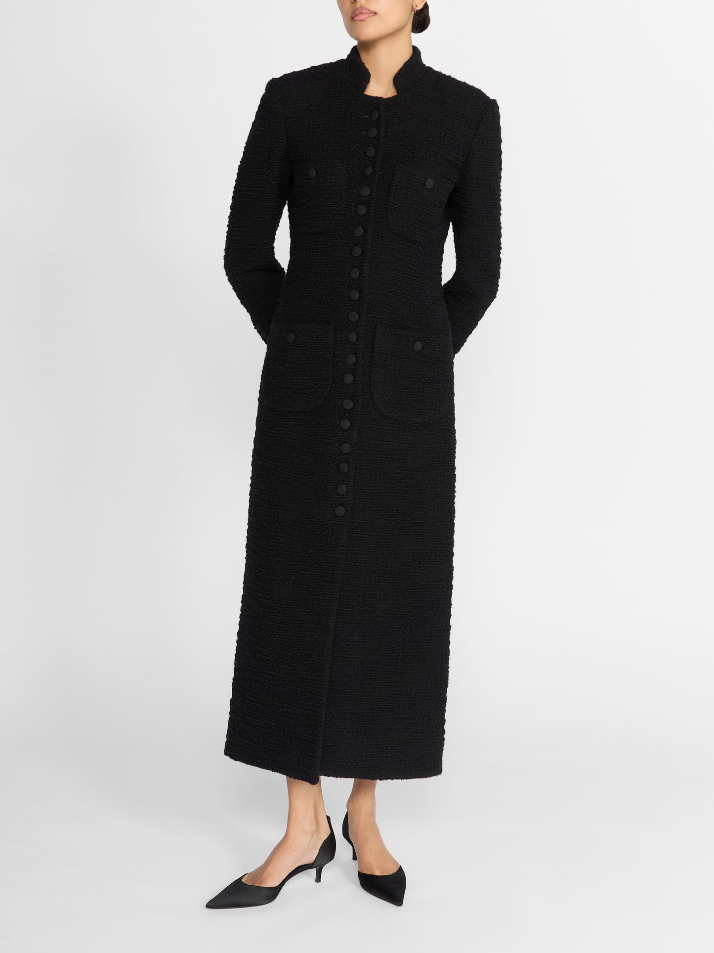 IMPERIAL COAT IN BLACK TEXTURED TWEED
