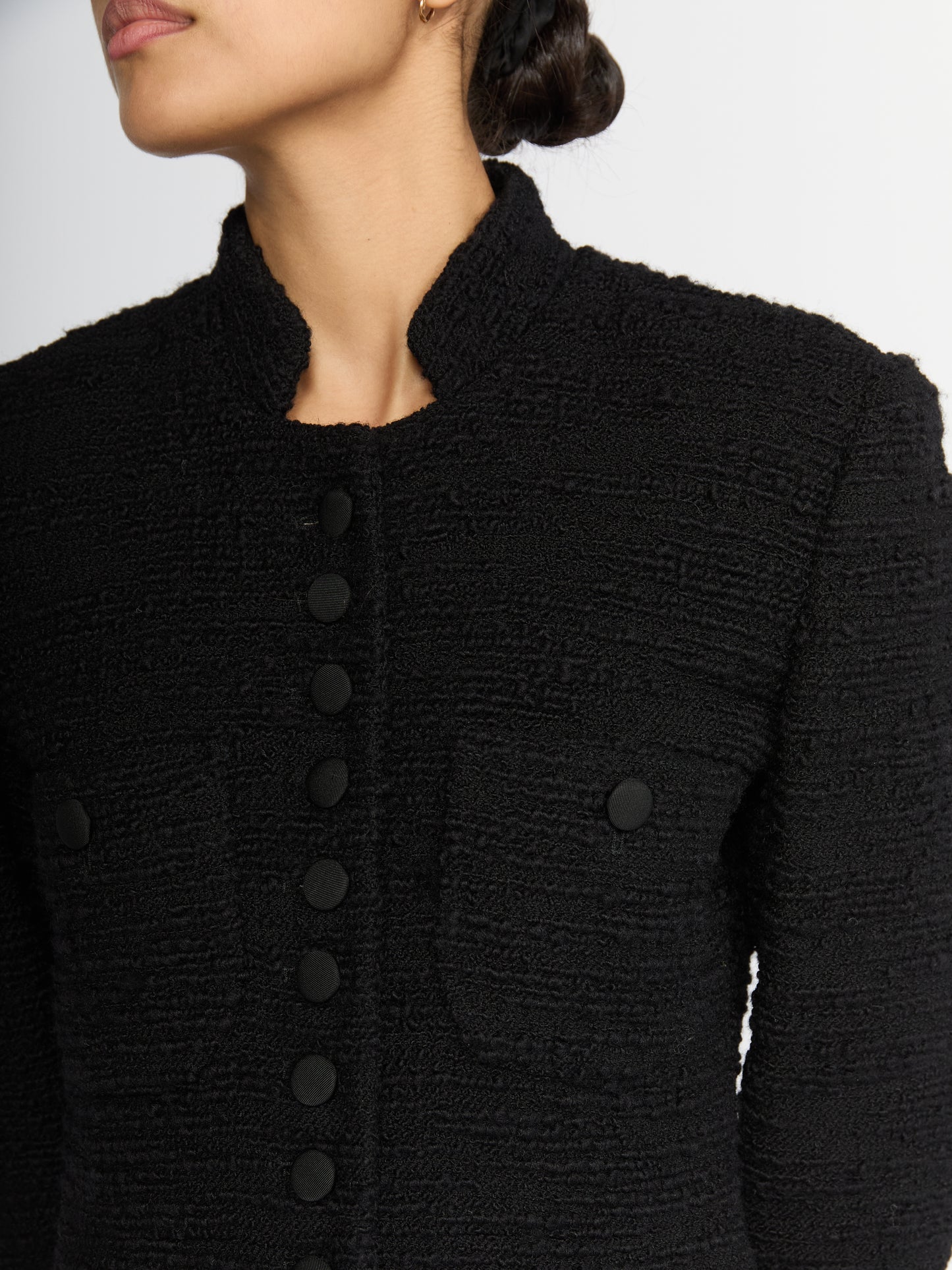 IMPERIAL COAT IN BLACK TEXTURED TWEED