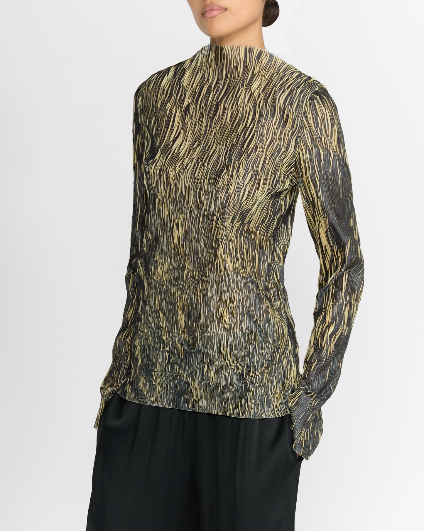 PLISSE LONG SLEEVE TOP