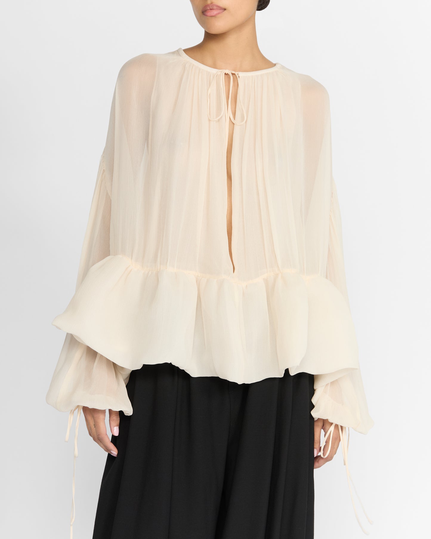 CHIFFON PEPLUM BLOUSE