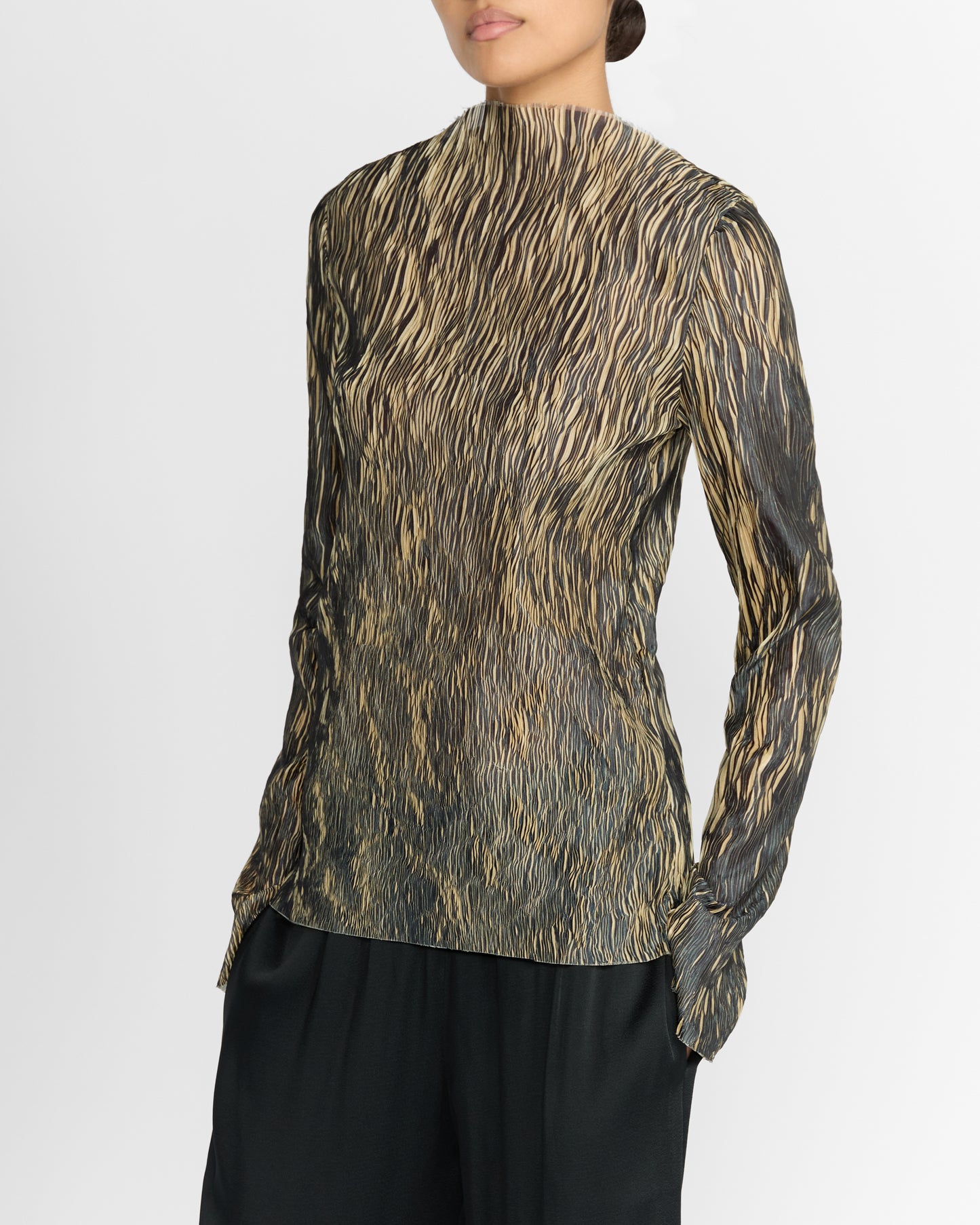 PLISSE LONG SLEEVE TOP