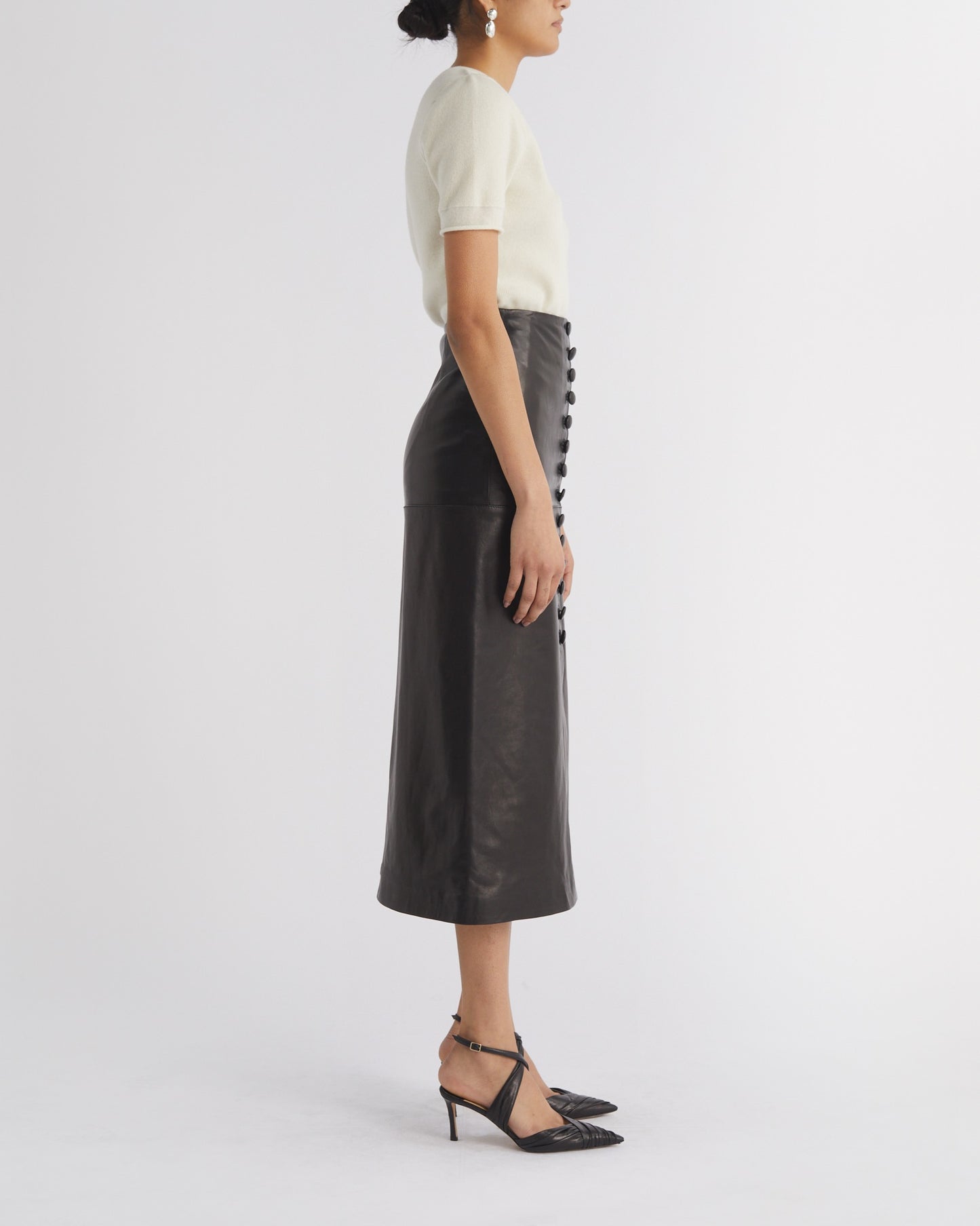 LEATHER MAHA MIDI SKIRT