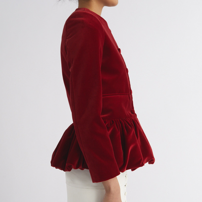 RED PEPLUM JACKET
