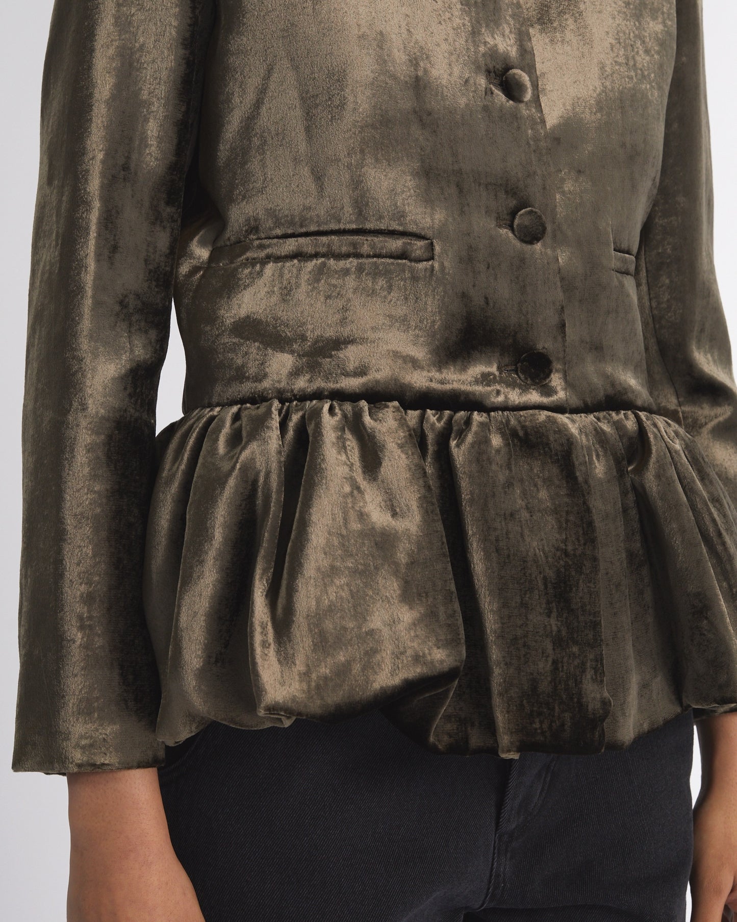 DARK OLIVE PEPLUM JACKET