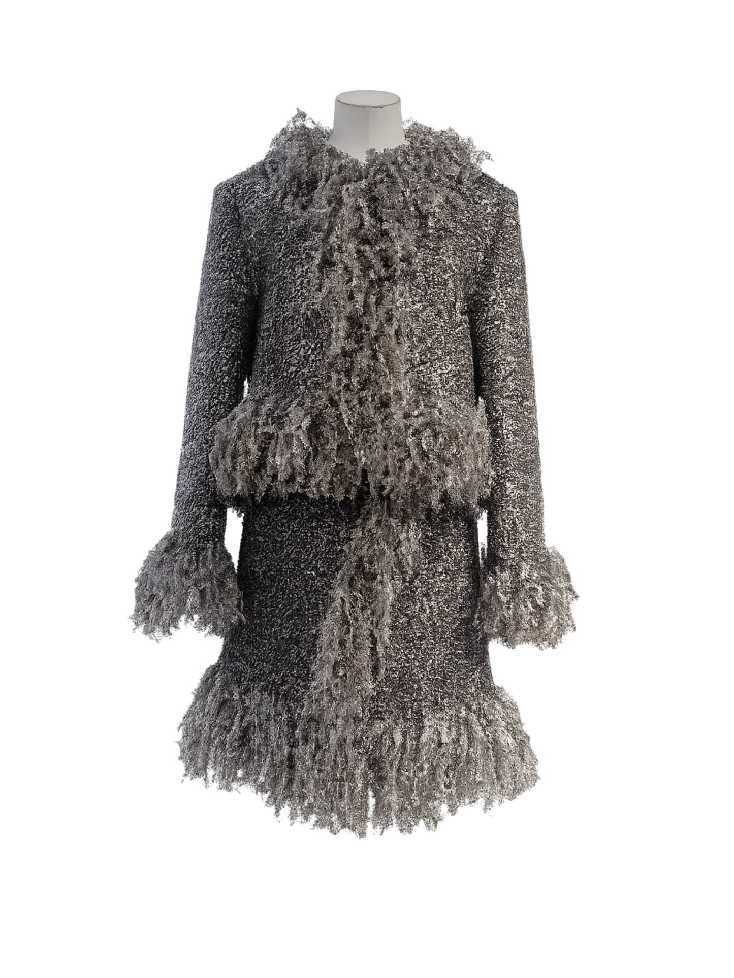 PRE-ORDER/ SILVER METALLIC CROPPED FRINGE JACKET