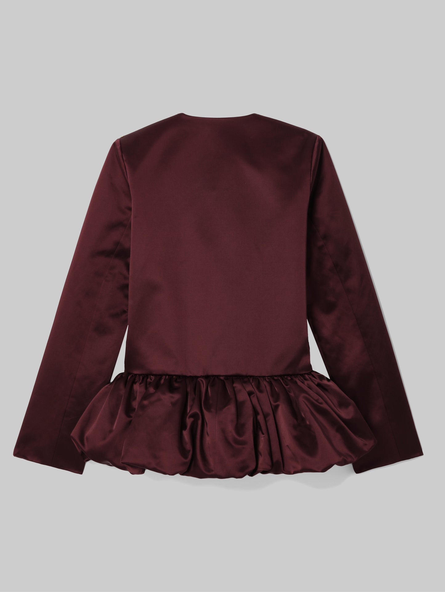 SATIN DUTCHESS BURGUNDY PEPLUM JACKET