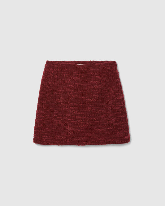 PRE-ORDER/ BURGUNDY VERA TWEED MINI SKIRT