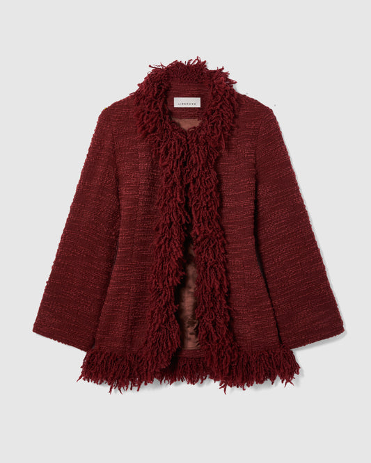 PRE-ORDER/ BURGUNDY FRINGE BANKER JACKET