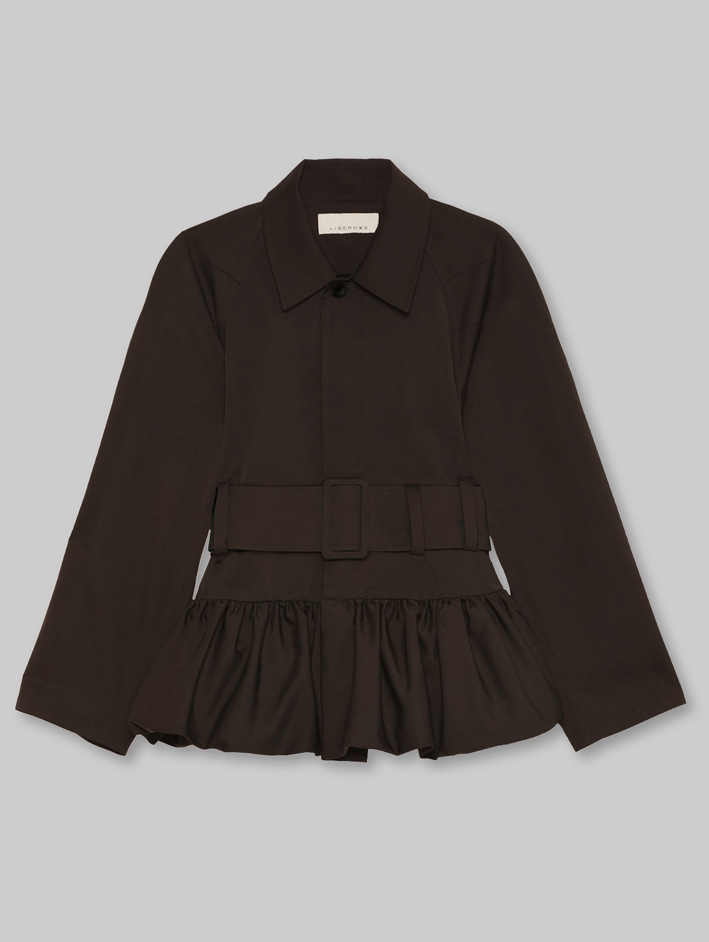 CHOCOLATE PEPLUM RAINCOAT