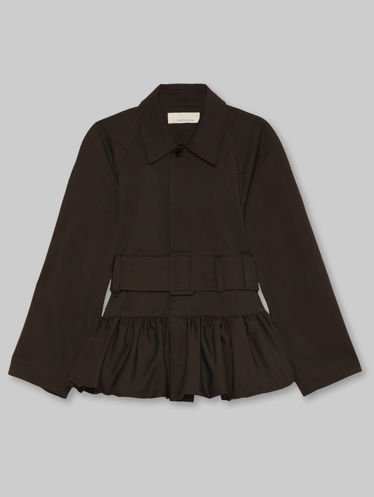 CHOCOLATE PEPLUM RAINCOAT