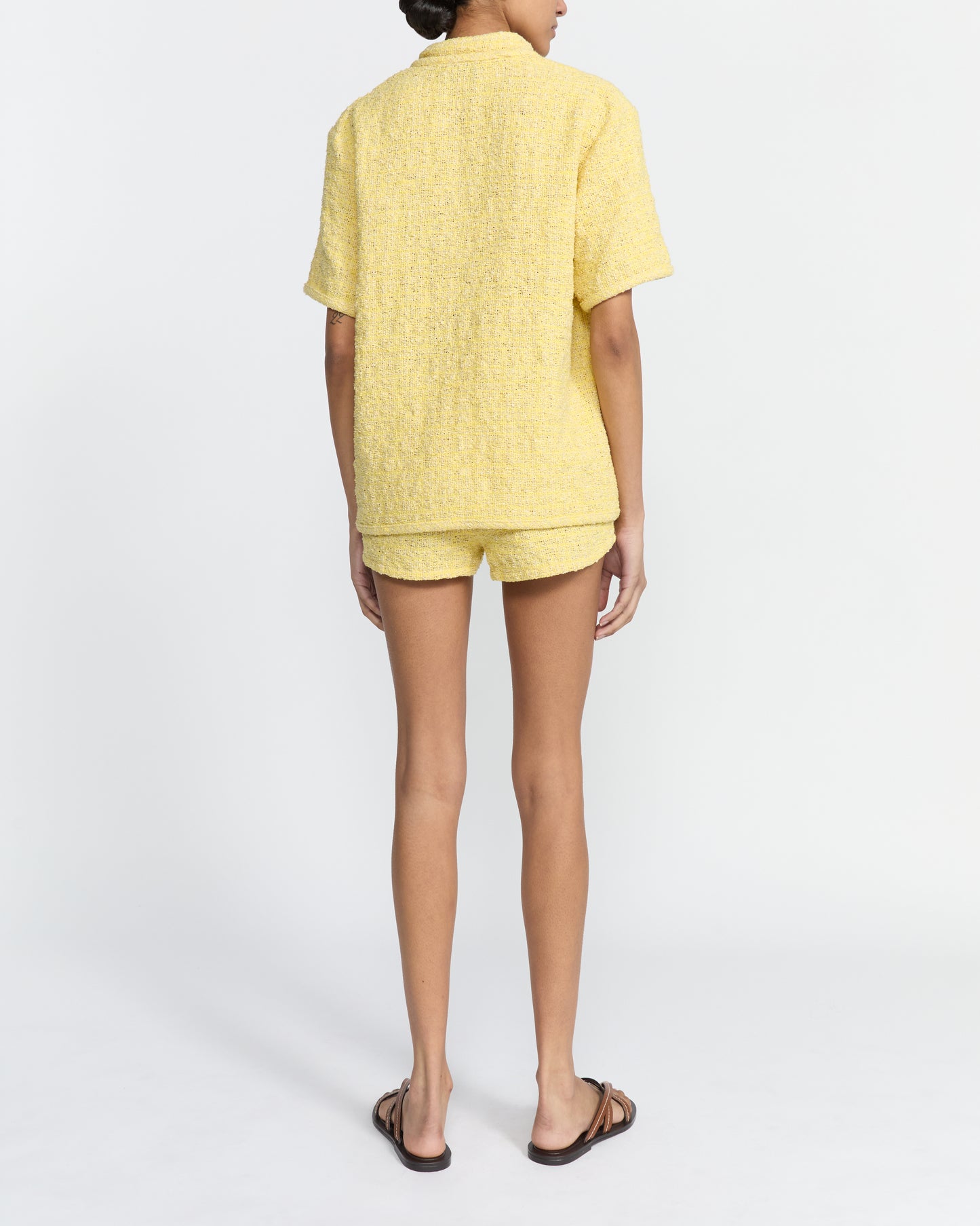 YELLOW TWEED MADELINE SHORTS