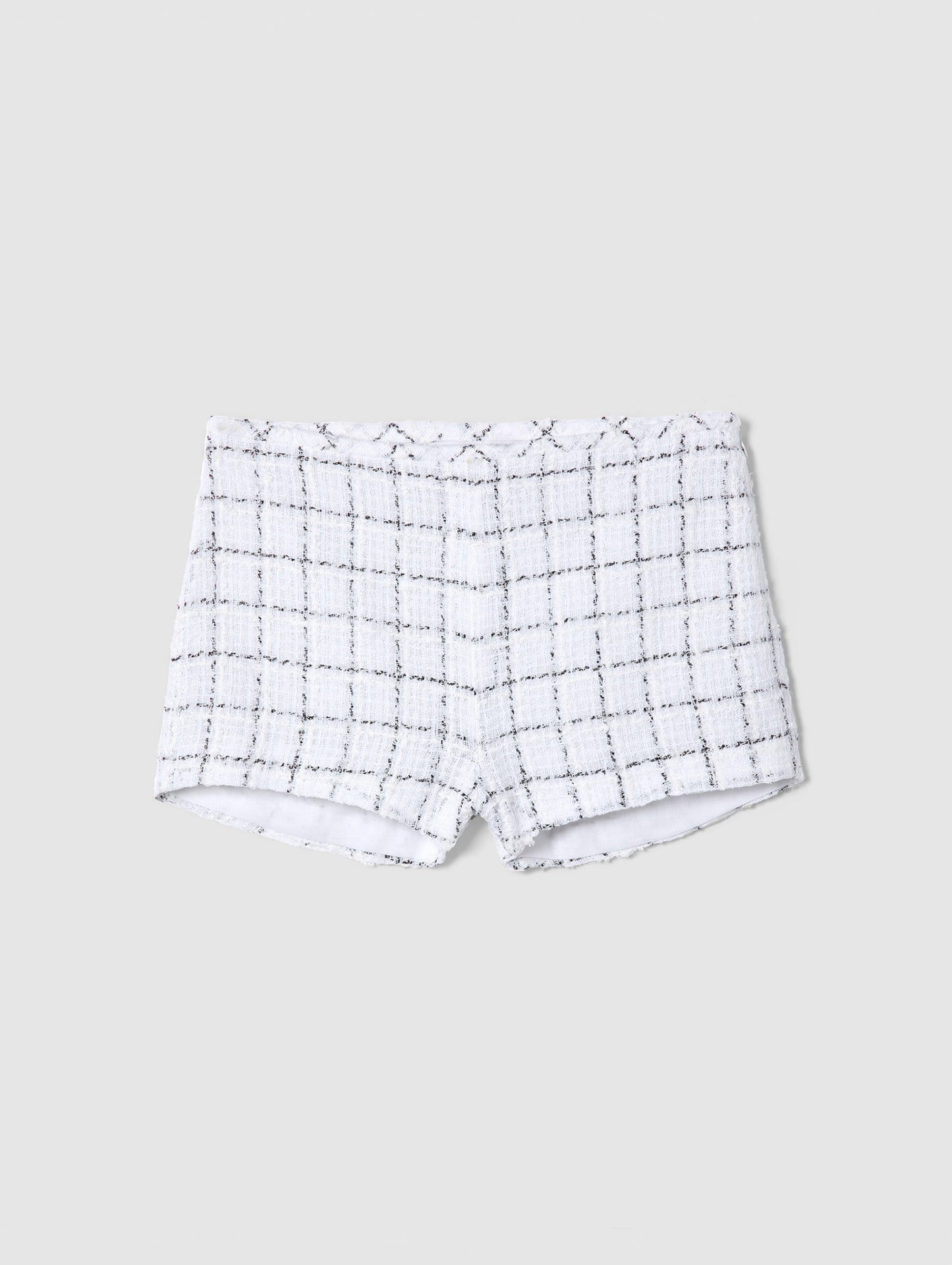 WHITE TWEED MADELINE SHORTS