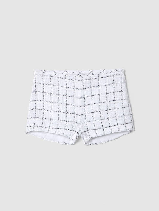 WHITE TWEED MADELINE SHORTS