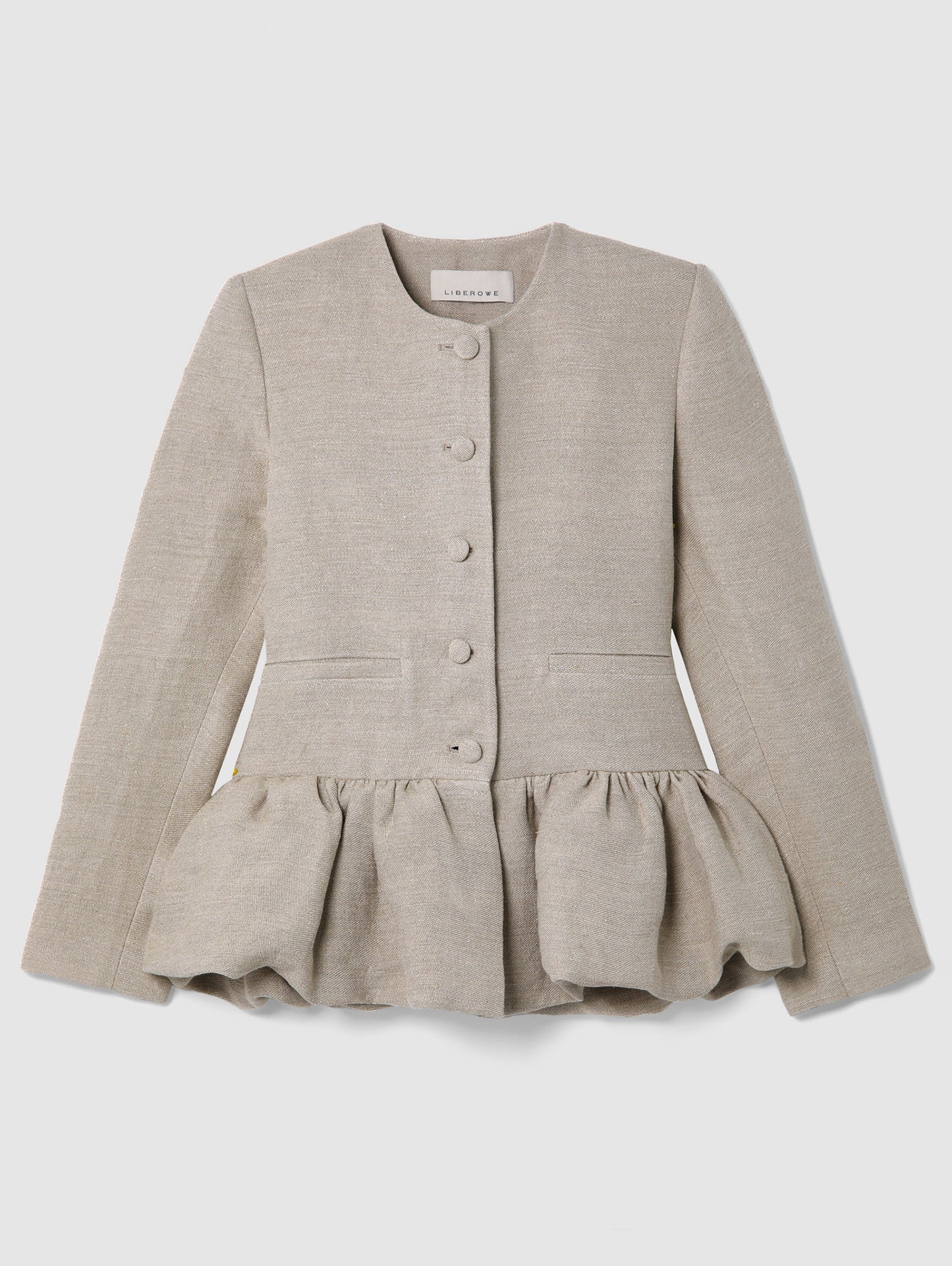 RAW LINEN PEPLUM JACKET