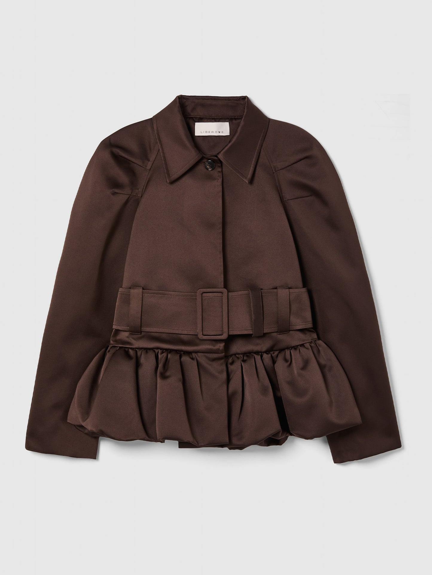 CHOCOLATE PEPLUM RAINCOAT