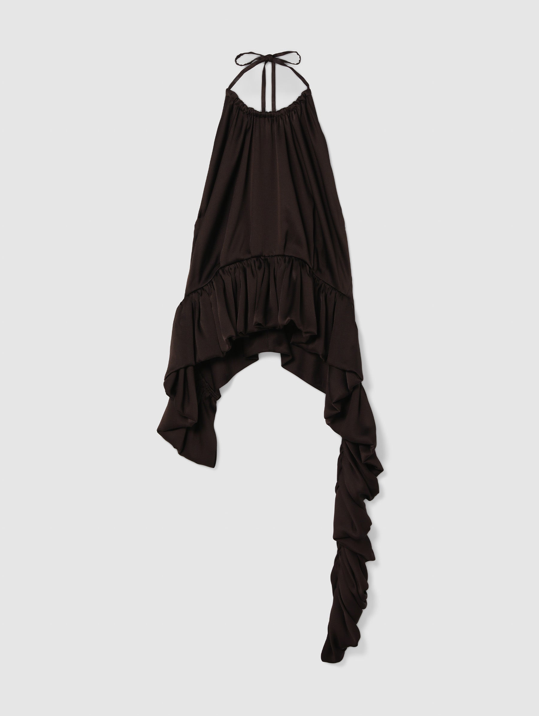 TAMARA PEPLUM TOP CHOCOLATE SATIN – LIBEROWE