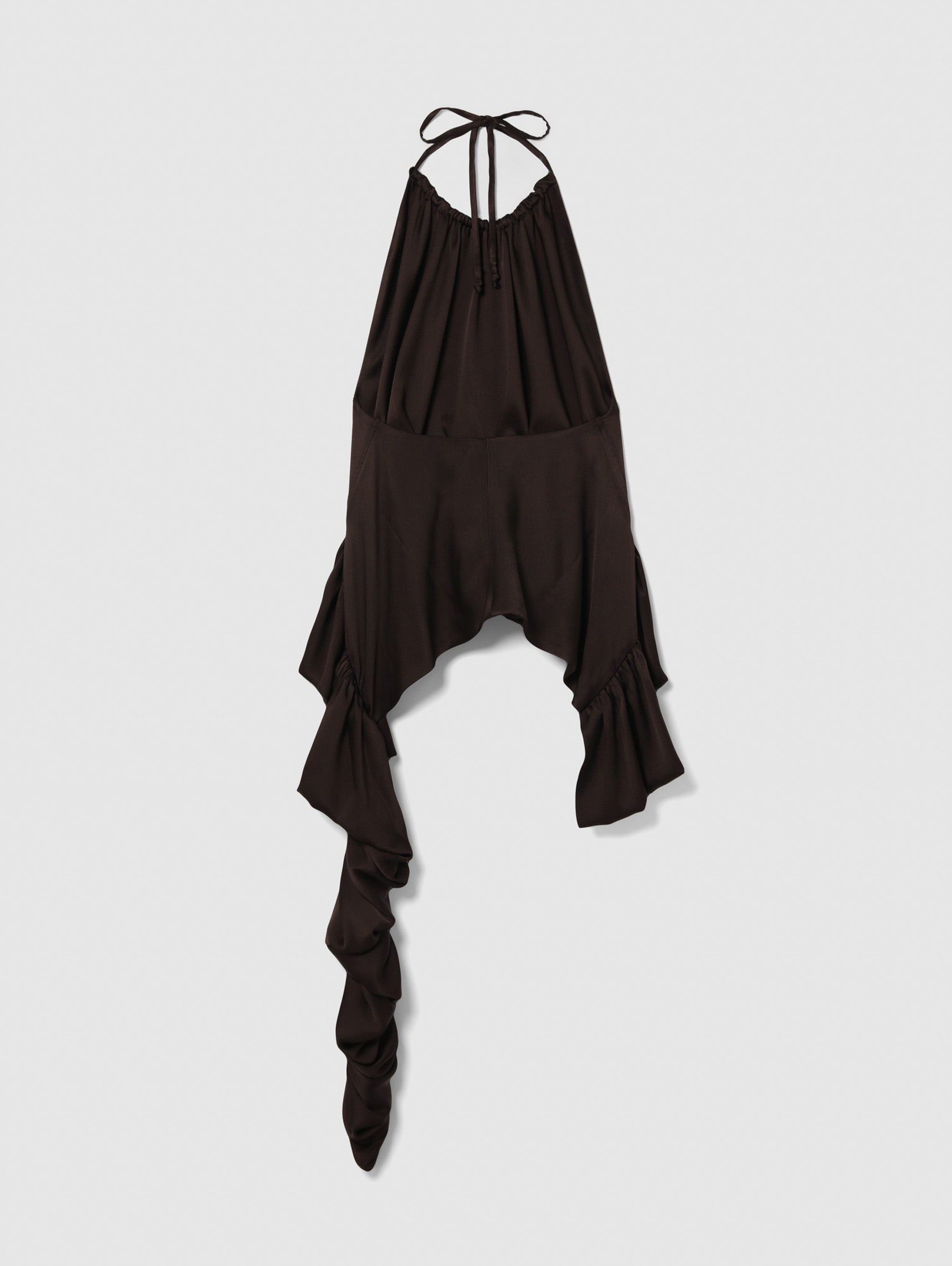 TAMARA PEPLUM TOP CHOCOLATE SATIN – LIBEROWE
