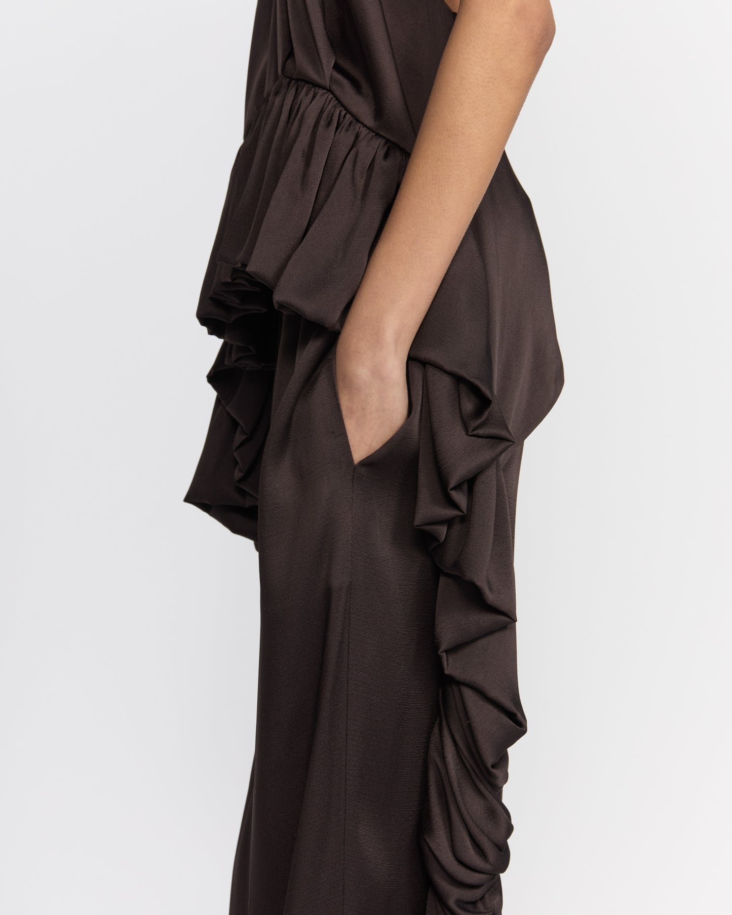 SATIN CHOCOLATE PALAZZO TROUSER