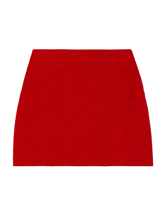 VERA MINI SKIRT IN RED CHUNKY TWEED