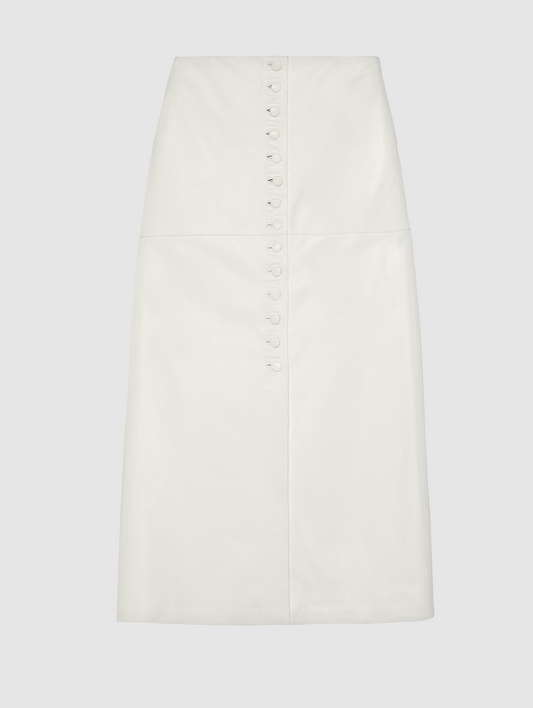LEATHER MAHA MIDI SKIRT IN WHITE