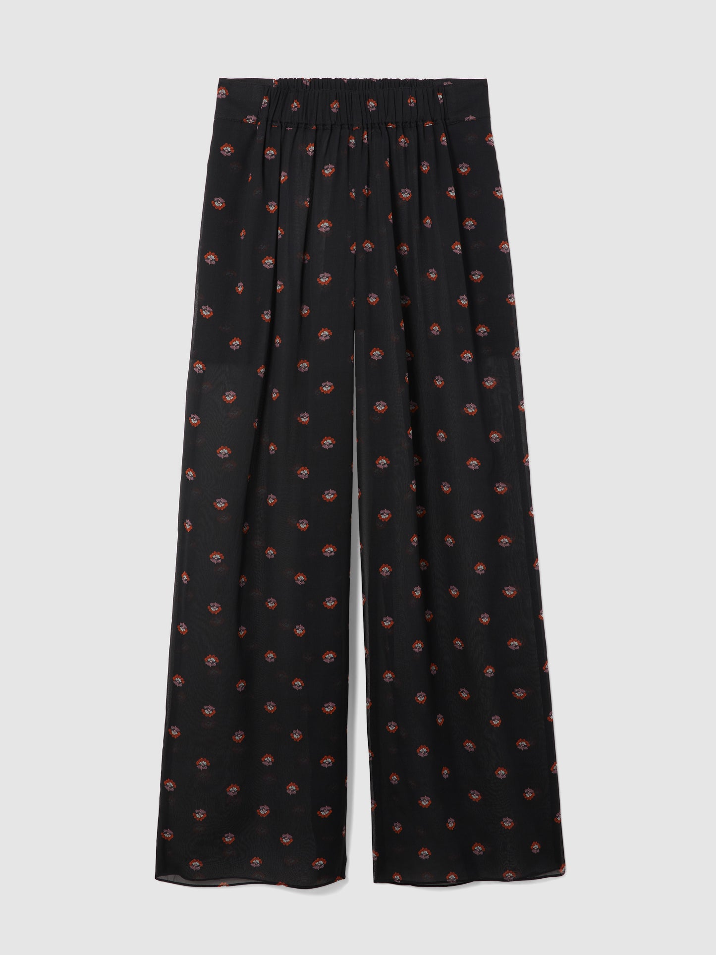 FLORAL PRINT SILK PALAZZO TROUSERS