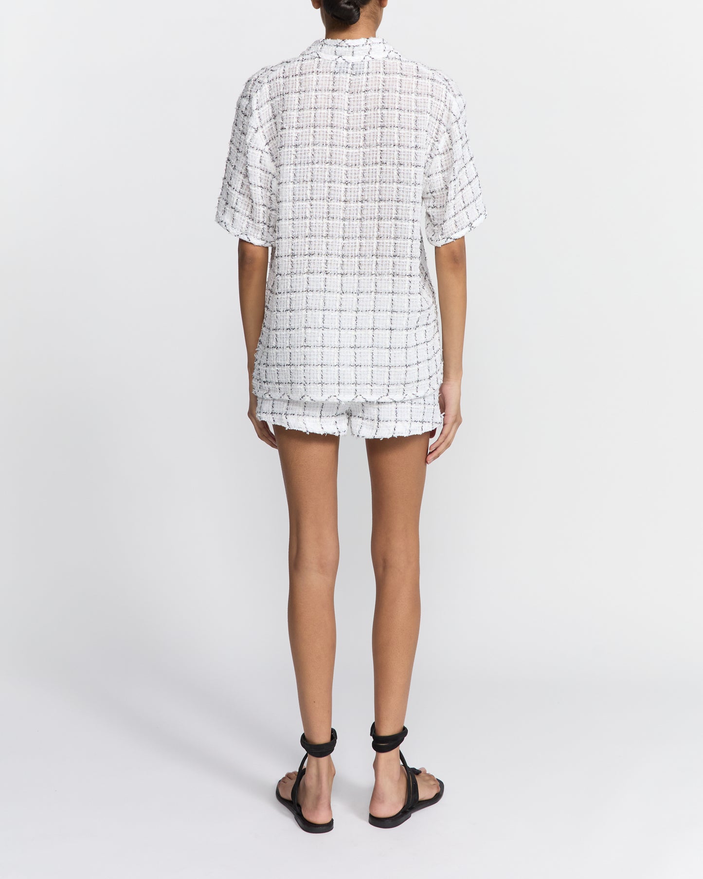 WHITE TWEED MADELINE SHORTS