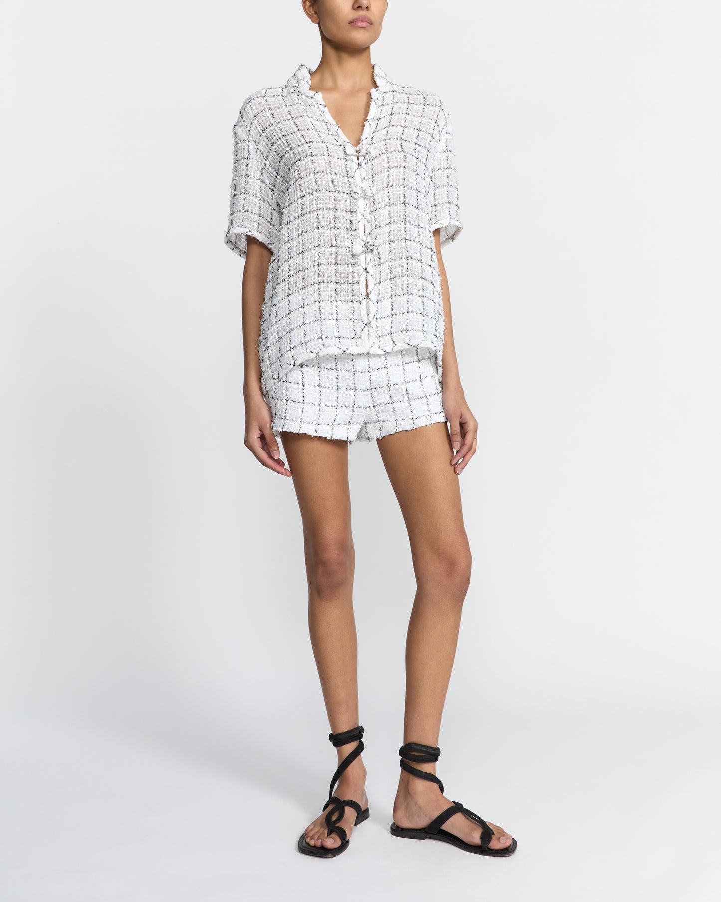 WHITE TWEED HETTY SHIRT