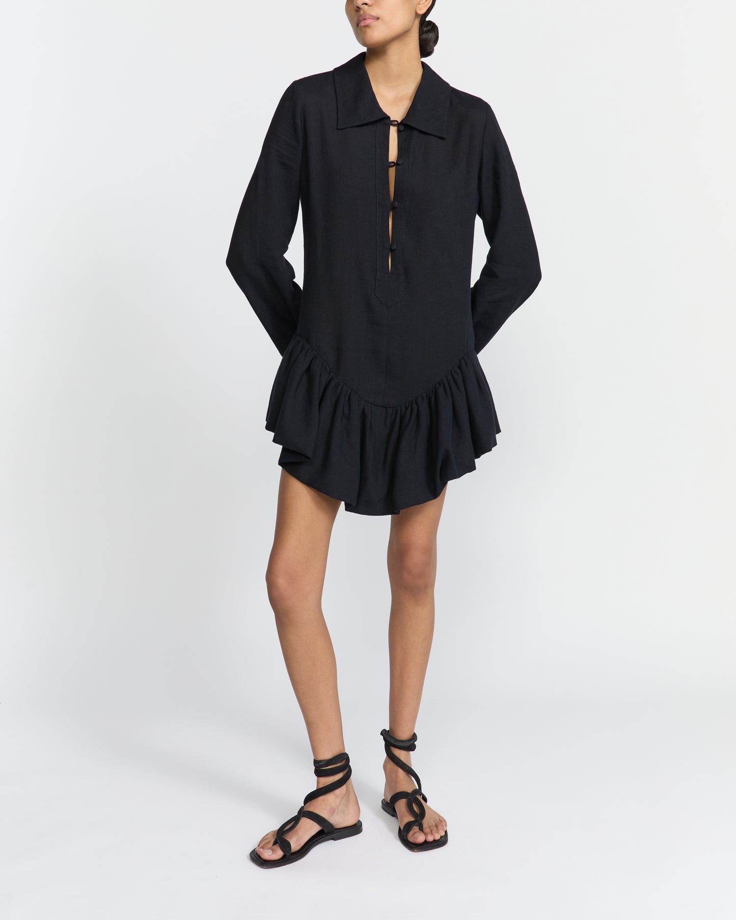PEPLUM POLO DRESS BLACK