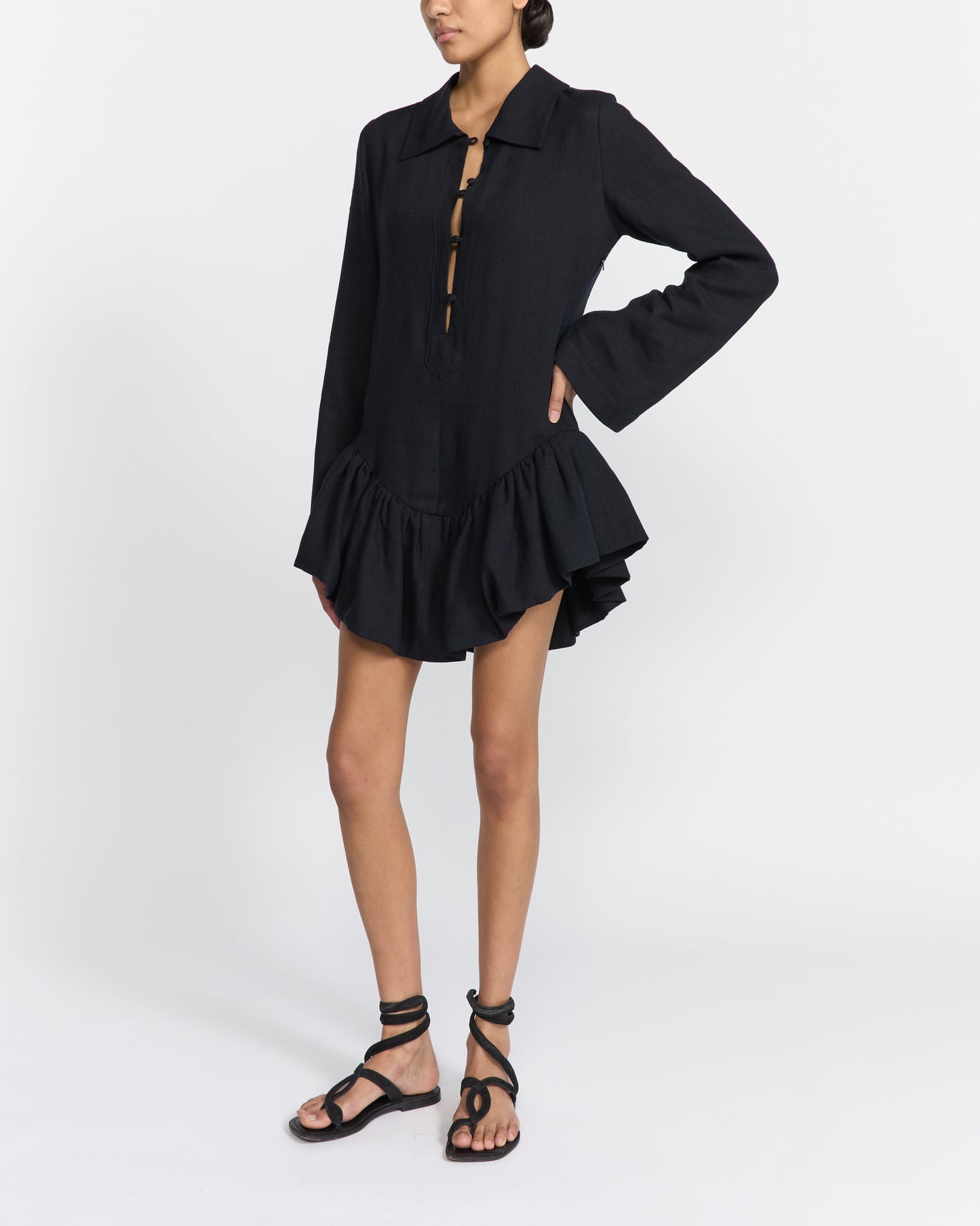 PEPLUM POLO DRESS BLACK