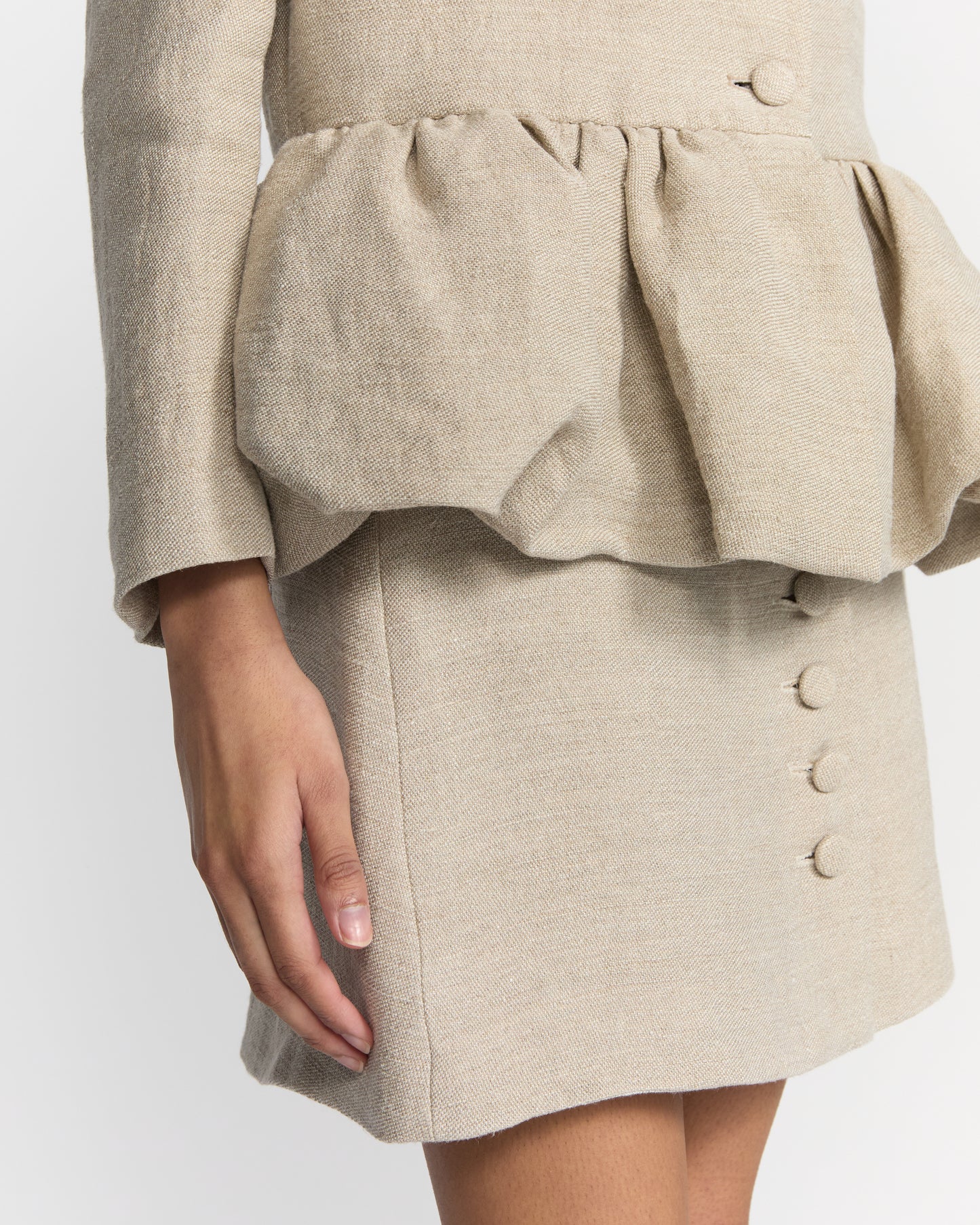 RAW LINEN PEPLUM JACKET