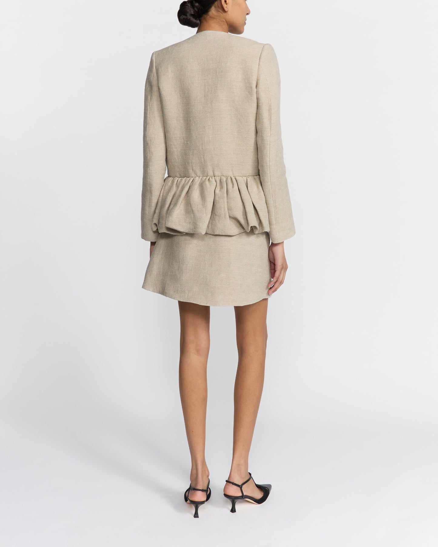 RAW LINEN PEPLUM JACKET
