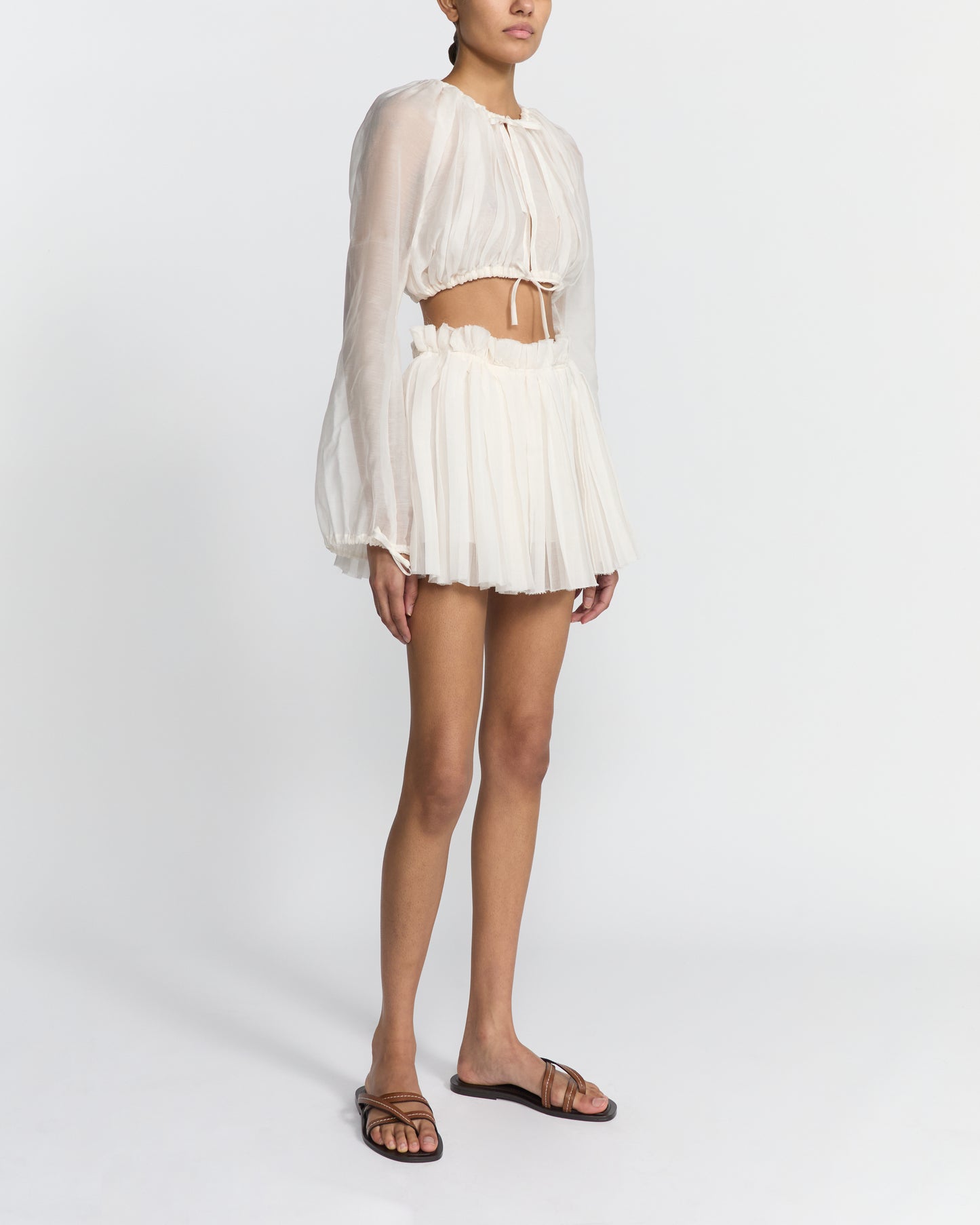 CLAUDIA PLEATED ORGANZA SHORTS