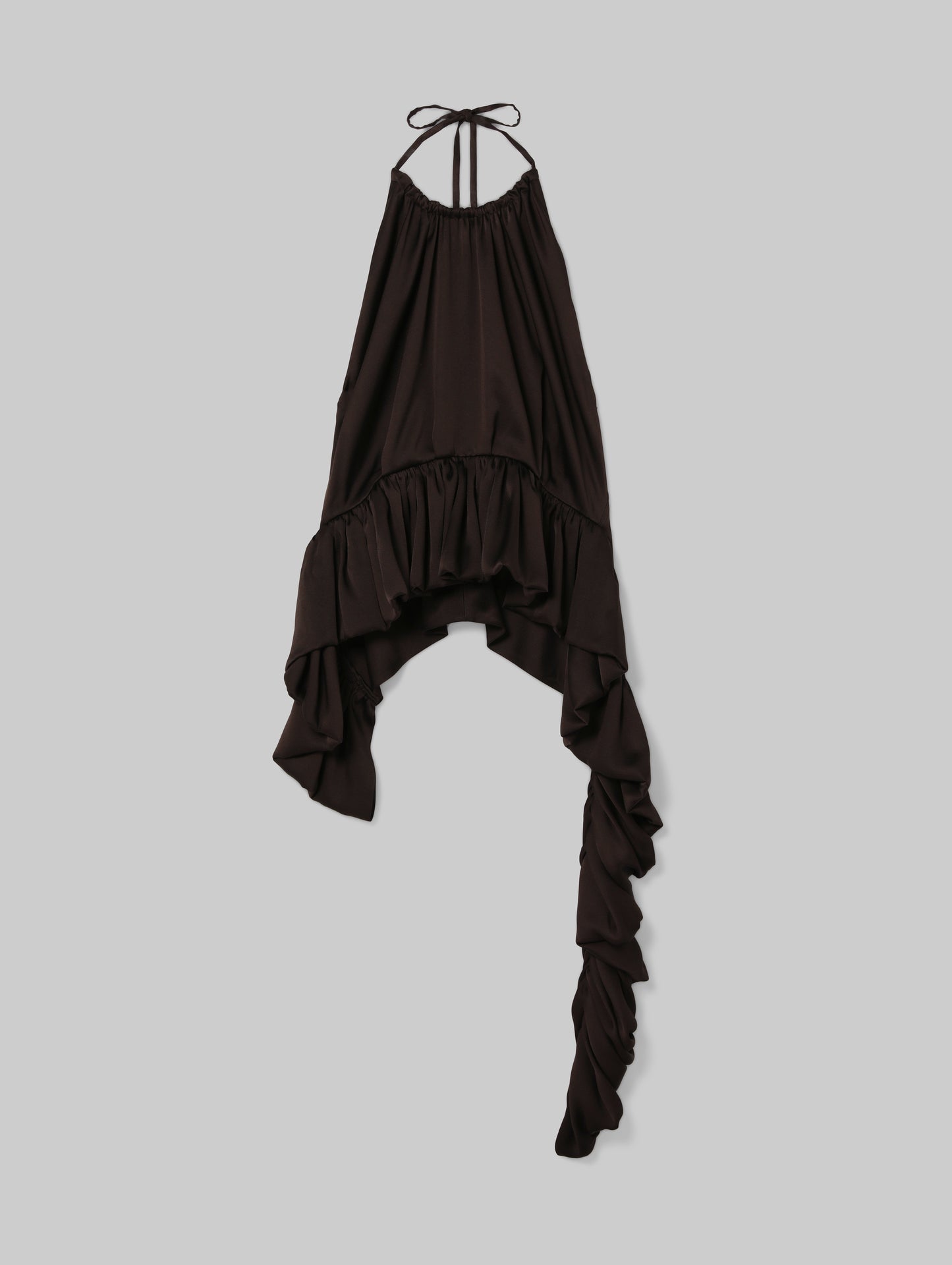 TAMARA PEPLUM TOP CHOCOLATE SATIN