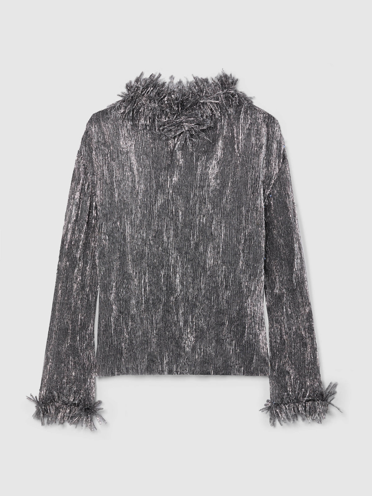 SILVER PLISSE TOP