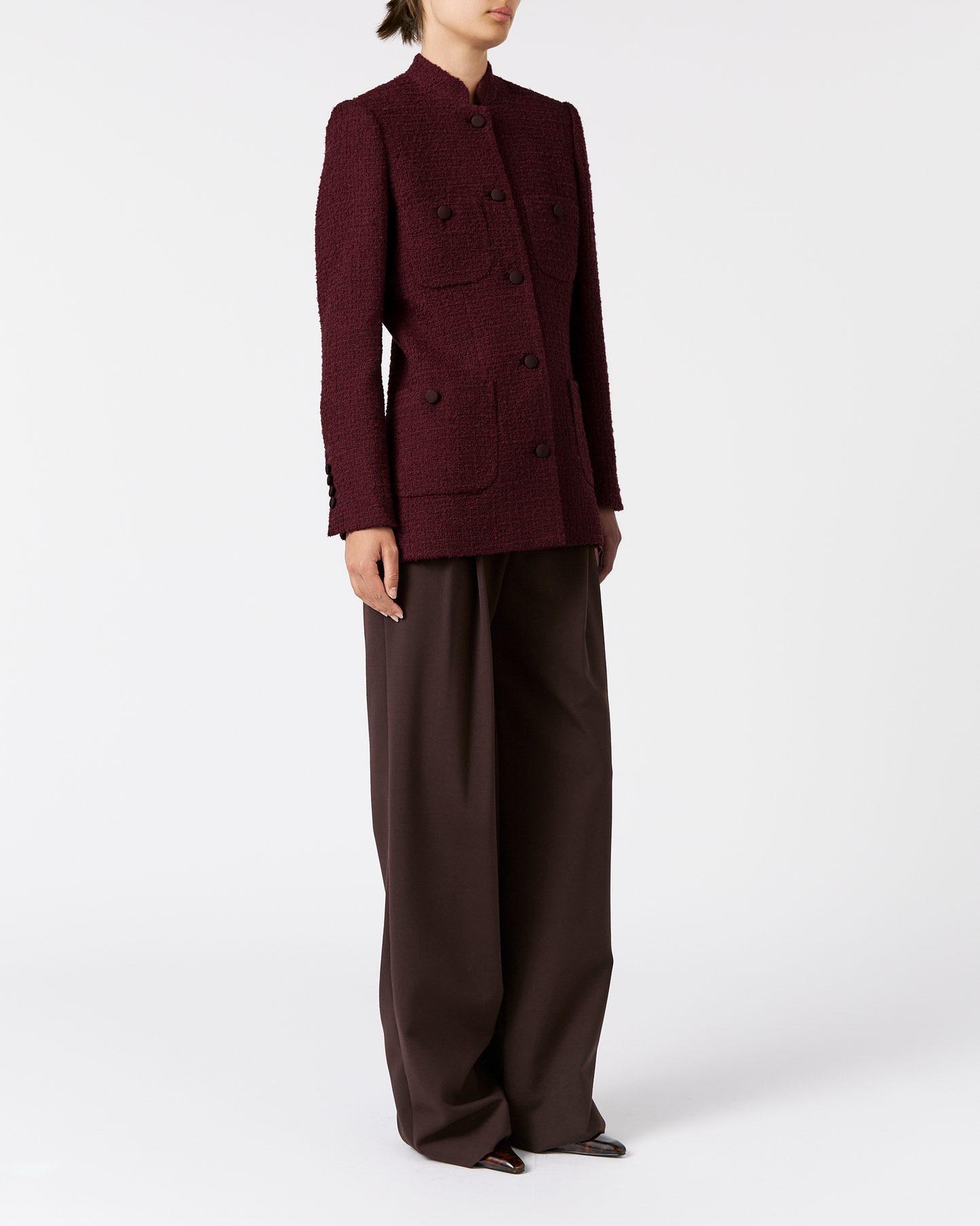 BURGUNDY TWEED SIGNATURE RAJA JACKET
