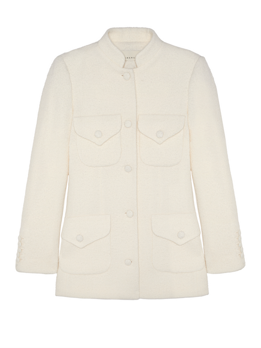 RAJA SIGNATURE JACKET IN IVORY FINE TWEED